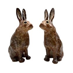 Two Winstanley pottery Hares, H26cm (2)