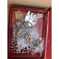 Collection of costume jewellery, coins, marbles and other accessories in one box