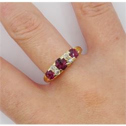 18ct gold ruby and diamond ring, stamped 18ct