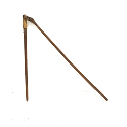19th century threshing flail with leather thong/ hinge, L125cm 