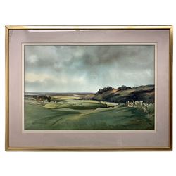 John Barrie Haste (British 1931-2011): 'Brimham Rocks towards Pateley', watercolour signed, titled and dated 1972 on label verso 47cm x 72cm