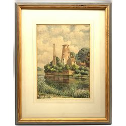 Karl Salsbury Wood (1888-1958): Riverside Windmill, watercolour signed and dated 1951, 36cm x 26cm