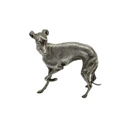 Silver model of a standing greyhound H12cm x L11cm London 1970 26oz
