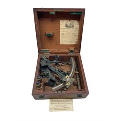 19th century Elliott Bros sextant, No. 1022 with matching certificate of examination from the National Physical Laboratory dated November 1900, housed in a fitted case