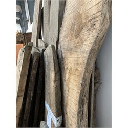 Large collection of unworked timber, mainly walnut, approx. 19, largest L290cm 
