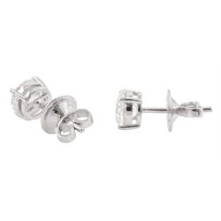 Pair of 18ct white gold round brilliant cut diamond stud earrings, total diamond weight approx 2.05 carat
