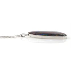 9ct white gold single stone opal pendant necklace