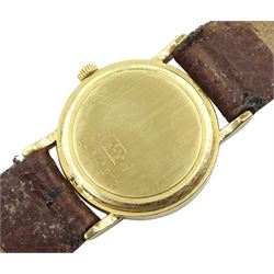 Longines Presence 9ct gold ladies quartz wristwatch, stamped 9k 375, on brown leather strap