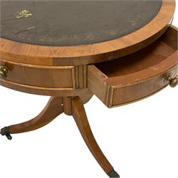 Georgian design yew wood drum table