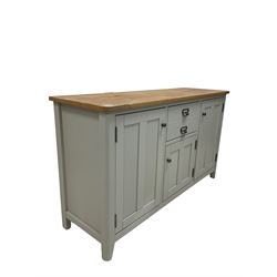 Painted dresser with oak top, fitted with one drawer and three cupboards