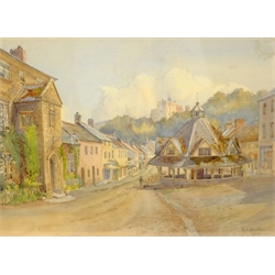 Marion Emily Warden (British exh.1921-1927): 'The Old Yarn Market Dunster', watercolour signed and dated 1907, titled verso 28cm x 40cm