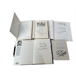Leeds United football club interest - fifteen mostly signed books including Paint it White Gary Edwards, Right Back to the Beginning Jimmy Armfield etc and The Official tribute the extraordinary career of Lucas Radebe at Leeds United signed by Radebe