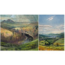 Piers Brown (British 1942-): 'Meander of the Tweed' and 'Green Valley', two etchings and aquatints signed  dated and titled max 41cm x 39cm (2)
