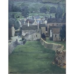 Gerald French (Northern British 1927-2001): 'Kettlewell' Yorkshire, oil on board signed and dated '53, 34cm x 27cm
