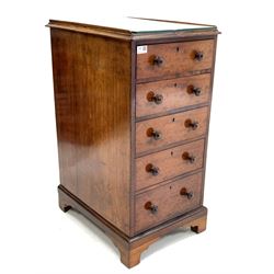 Victorian mahogany pedestal chest, glass top with inset skiver over five graduating drawers, raised on bracket supports W41cm, H85cm, D56cm