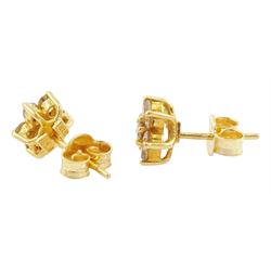 Pair of gold round brilliant cut diamond cluster earrings, total diamond weight approx 0.45ct