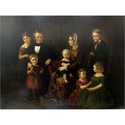 English School (late 19th century): Victorian Family Portrait, oil on canvas unsigned, housed in ornate gilt frame 69cm x 89cm