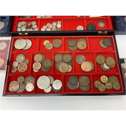 Great British and World coins, including pre-decimal coinage, commemorative crowns, various pre 1947 silver threepence pieces, Jersey 1966 two crown cased set etc,