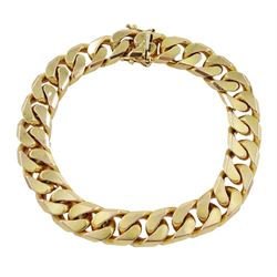 Heavy 9ct gold flattened curb link bracelet, Sheffield import marks 1992