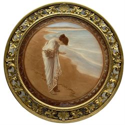 After William Henry Margetson (British 1861-1940): 'The Sea Hath it's Pearls' and 'The Flowers of the Field', pair early 20th century mezzotints housed in circular gilt Florentine frames 51cm x 51cm (2)