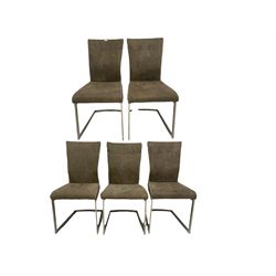 Barker and Stonehouse - set five dining chairs upholstered in faux suede, raised on a metal framed support