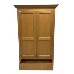 Marks & Spencer - light oak double wardrobe, enclosing hanging rail with single drawer fitted to base