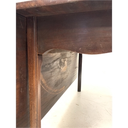 Georgian mahogany double drop leaf dining table,  with gate leg action, raised on moulded and Chamford square supports