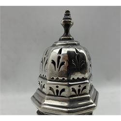 Victorian silver panel sided sugar caster with pierced cover H14cm London 1895 Maker Walter and John Barnard 5.3oz 