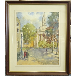  Angela Stones (British 1914-1995): 'St Peters Church, Eaton Square, London' and 'Chelsea Old Church, Cheyne Walk', two watercolours signed 45cm x 36cm and 24cm x 29cm (2)  Notes: Stones was a former member of Chelsea Art Society  