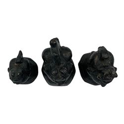Three Burmese bronze opium weights in the form of Hintha birds, largest H9cm
