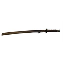 Japanese WWII katana, blade length 60cm, with leather covered grip and scabbard