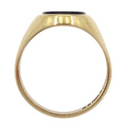 9ct gold black onyx signet ring, London 1966