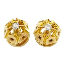 Pair of 16ct gold hexagonal shaped diamond shirt studs, boxed