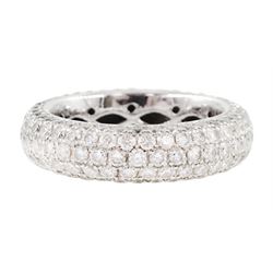 18ct white gold pave set round brilliant cut diamond full eternity ring, total diamond weight approx 0.85 carat