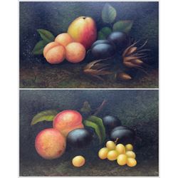 Carl Werner (Continental Early 20th century): Still Life of Fruit, pair oils on board signed 22cm x 30cm (2)