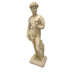 Reconstituted stone garden statue in the form of a classical nude male H120cm