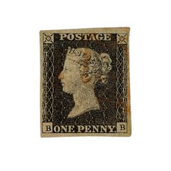 Queen Victoria penny black stamp, red MX cancel