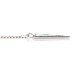 Silver opal and cubic zirconia triangle pendant necklace, stamped 925