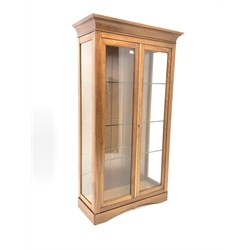 Grange Furniture - French light cherry display cabinet, fitted with two glazed doors enclosing three glass shelves and an illuminated interior, W88cm, H177cm, D43cm