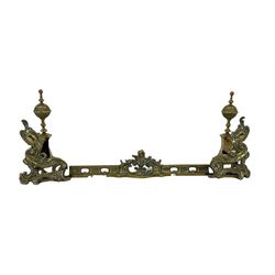 Rococo style embossed brass fire fender