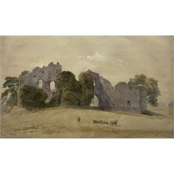 Basil Holmes (British 19th century): 'Leybourne Castle - Kent', watercolour signed titled and dated 1883, 30cm x 50cm