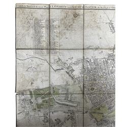 John Cary's New and Accurate Plan of London and Westminster, the Borough of Southwick and parts Adjacent - folding linen backed map 1806