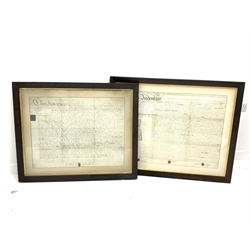  Early 19th Century indenture relating to the Pontifex family of Shoe Lane in the City of London incorporating a plan of the shop premises in Shoe Lane, 1830 60cm X 80cm and another indenture relating to the same family 1794  