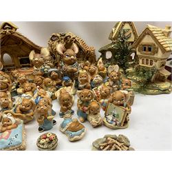 Collection of Pendelfin stoneware rabbits to include 6 large figures, dioramas etc in four boxes