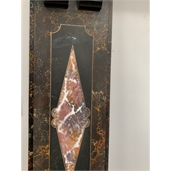  19th century slate faux marble fire surround, with black marble corbels and lozenge shaped decoration, W158cm  
