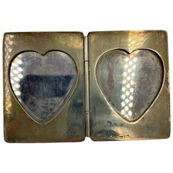Tiffany & Co Sterling 925 silver heart shape double folding photograph frame   5.5cm x 4cm and another Tiffany hammered silver mounted frame marked 'Spain 2001' 16cm x 10cm (2)