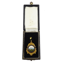 9ct gold and enamel 'National Federation of Anglers' presentation medallion, makers mark HM, Birmingham 1957, approx 18.5gm