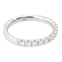 18ct white gold round brilliant cut diamond three quarter eternity ring, hallmarked, total diamond weight approx 0.45 carat