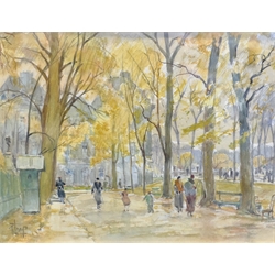 René Leverd (French 1872-1938): Paris in the Autumn, watercolour and pencil signed 24cm x 32cm