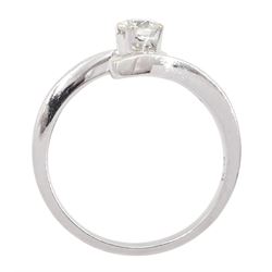 18ct white gold single stone diamond ring, with channel set diamond crossover shoulders, stamped 750, principal diamond weight approx 0.33 carat